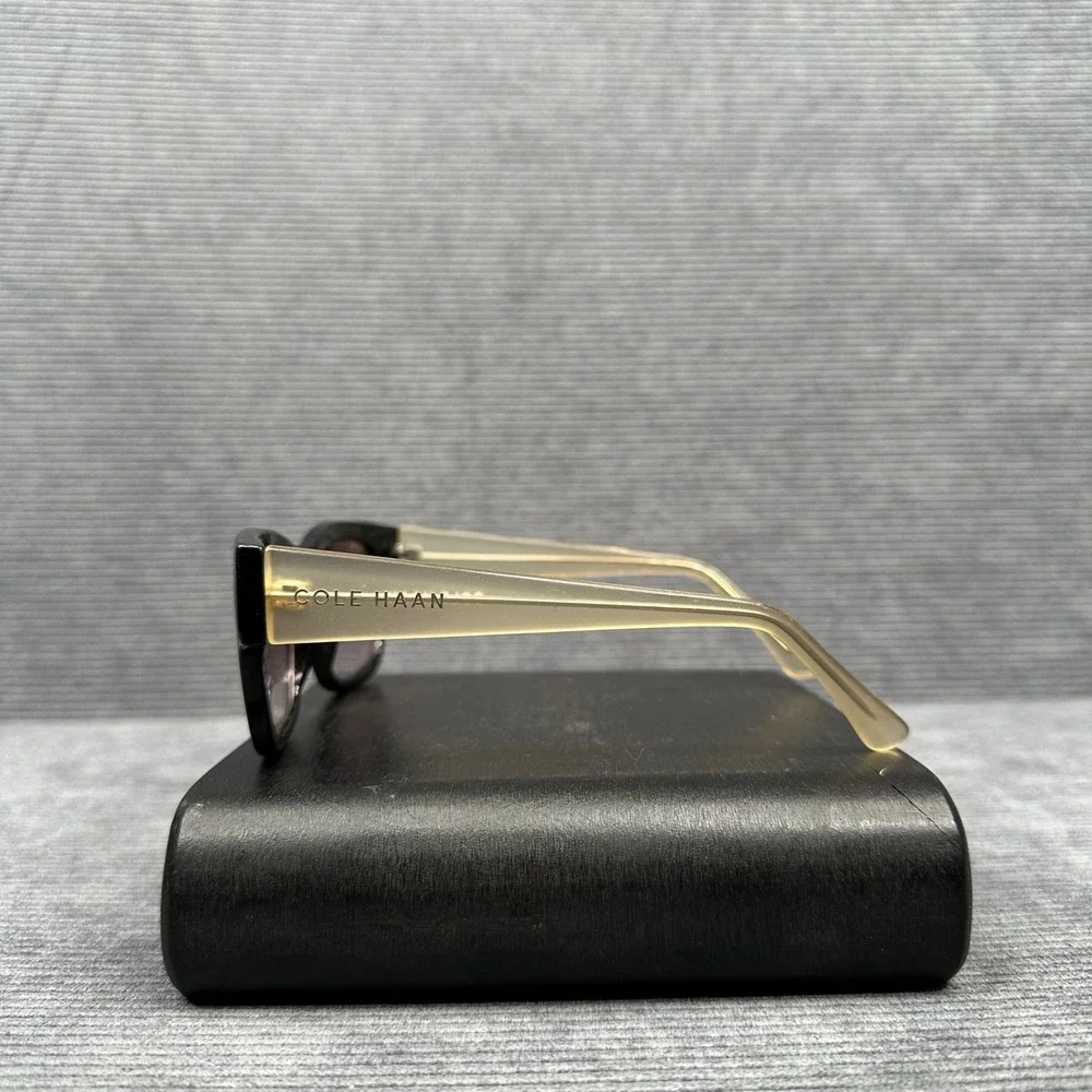 Cole Haan Y2K Sunglasses Black Square Frame Champagne Arms C6121 51-18-144